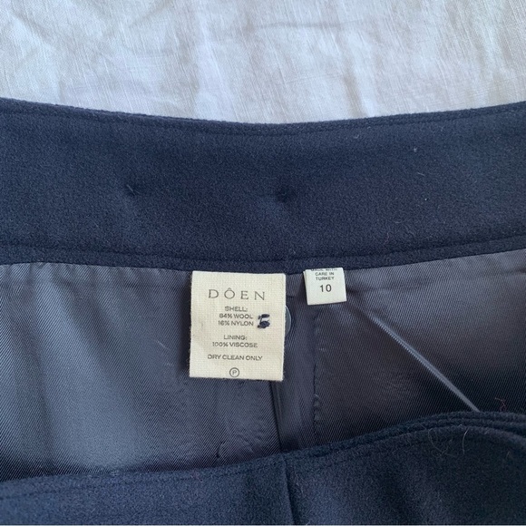 Doen Chieri Wool Button Micro Mini A Line Skirt Deep Navy - Picture 12 of 14